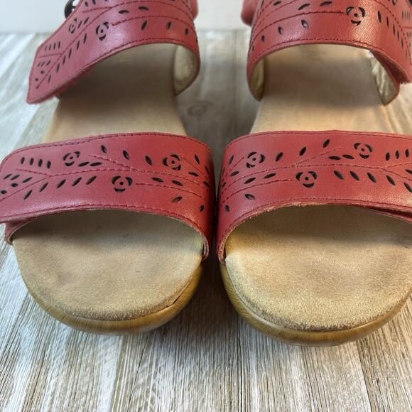 Alegria Red Leather Buckle Platform Sandals Size 8 41 10-10.5 - Picture 5 of 12